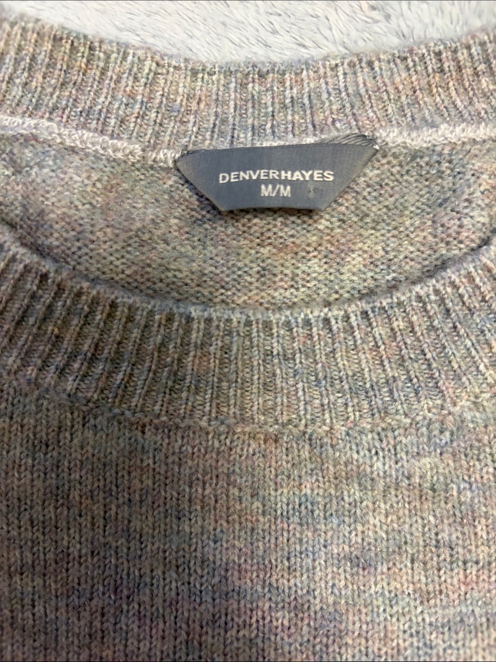 Women’s Gray Crewneck Sweater with Shoulder Eyelet Detail - Picture 2 of 8